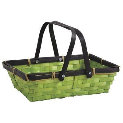 Rectangular basket in green stained bamboo-PAM3380