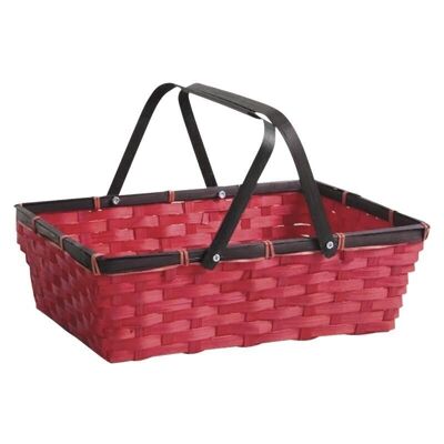 Rectangular basket in red stained bamboo-PAM3390