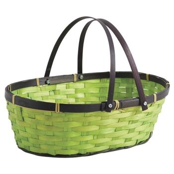 Panier ovale en bambou vert-PAM4400