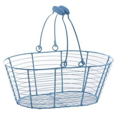 Oval basket in blue lacquered metal-PAM4550