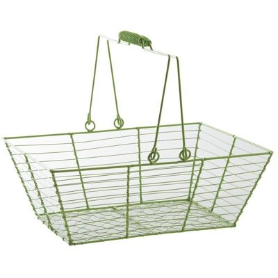 Rectangular basket in green lacquered metal-PAM4540
