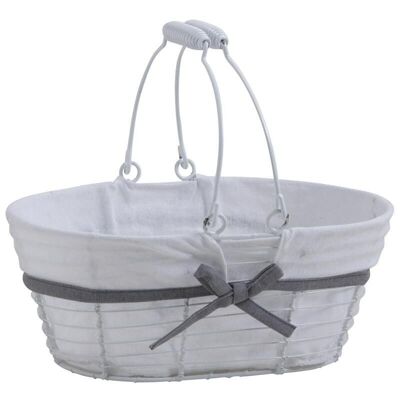 White lacquered metal basket-PAM4580C