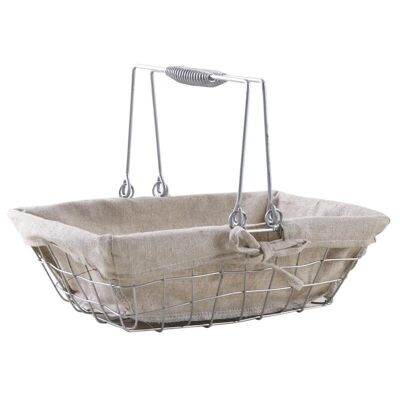 Basket with mobile handles in silver metal-PAM4710J