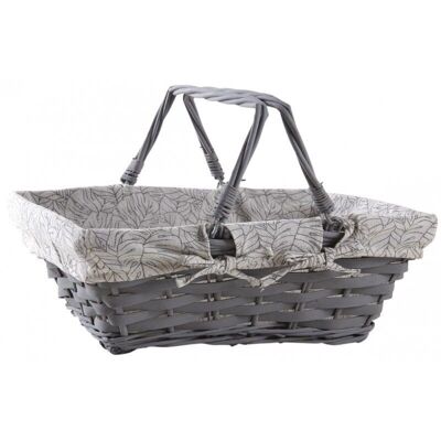 Rectangular basket in wicker and lacquered wood-PAM4770C