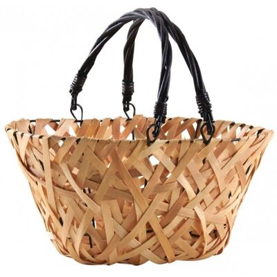 Basket in natural wood and lacquered wicker-PAM4830