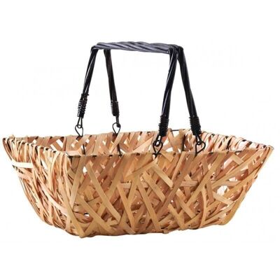 Basket in natural wood and lacquered wicker-PAM4840