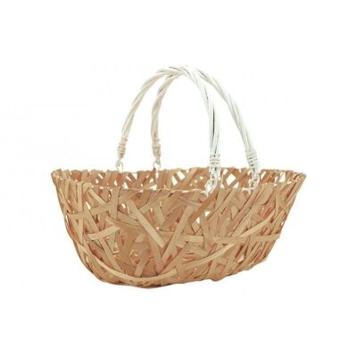 Basket in natural wood and lacquered wicker-PAM4870