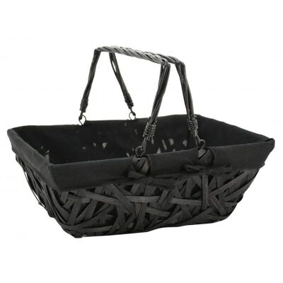 Black lacquered crazy wooden basket-PAM4970C