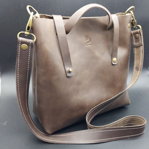 Leather Womans bag. Opplav Langfoss Leather. Hand-made. Womans purse Opplav Langfoss leather.(Dark Brown)