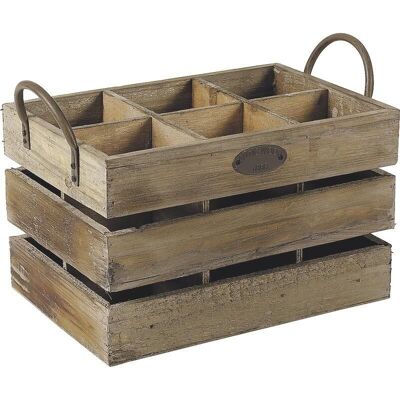 Crate 6 compartments in aged wood-PBO1720