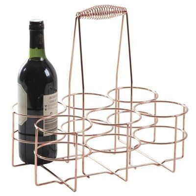 Cesta 6 botellas en metal cobre-PBO1850