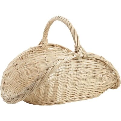 White wicker log basket-PBU2120