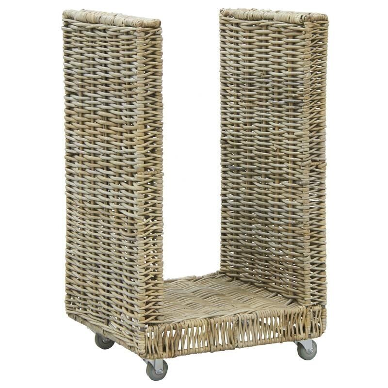 Porte-bûches à roulettes en poelet gris-PBU2250