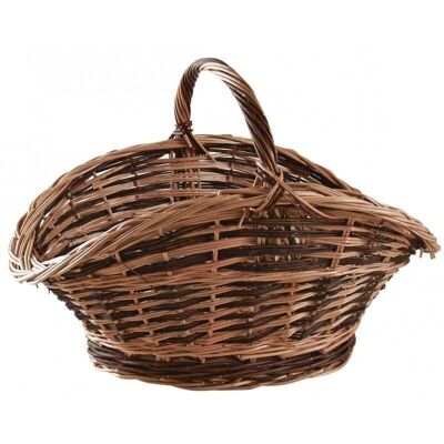 Buff and raw wicker log basket. Galvanized wire reinforced shackle-PBU2420