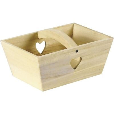 Wooden basket with heart cutout-PEN1070