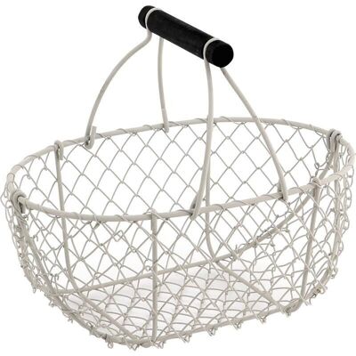 Small basket in aged white mesh-PEN1560