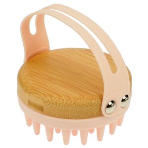 Brosse de massage, bambou et silicone, rose, 84 x 78 x 80 mm