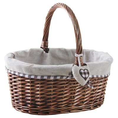 Split wicker basket with heart-PMA5090J