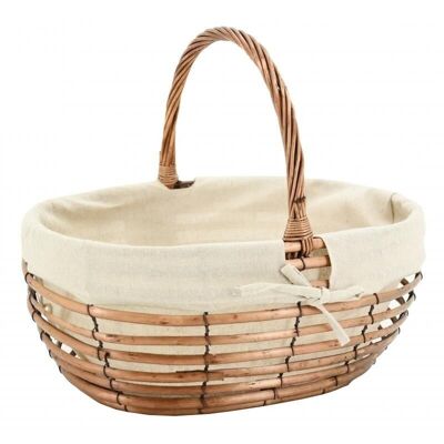 Openwork oval wicker and jute basket-PMA5170J