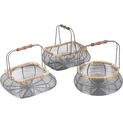 Metal and rattan baskets-PME106S