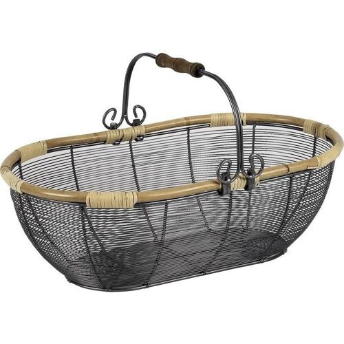 Panier en métal bord rotin-PME1151