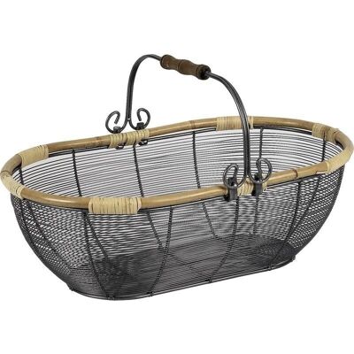 Metal basket with rattan edge-PME1153