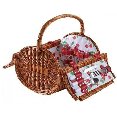 Round picnic basket in clear wicker 2 covers-PPI1250C