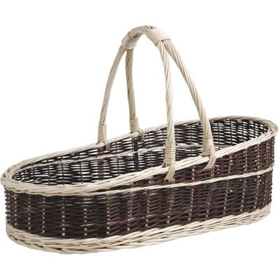 Presentation basket in raw and white wicker-PPR1230