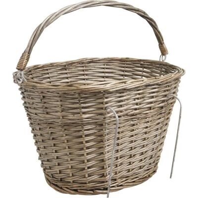 Gray wicker bike basket-PVE1140