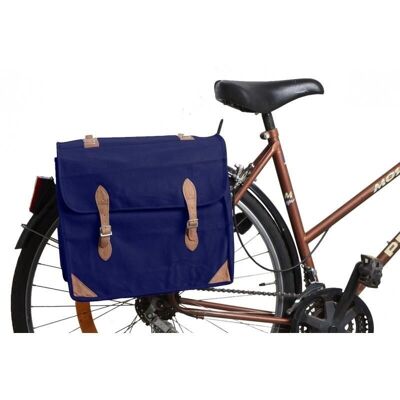 Fahrradtasche aus Baumwolle und Leder Blau-PVE1181