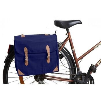 Sacoche à vélo en coton et cuir Bleue-PVE1181 1