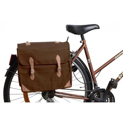 Fahrradtasche aus Baumwolle und Leder Braun-PVE1183