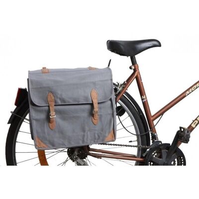 Fahrradtasche aus Baumwolle und Leder Grau-PVE1184