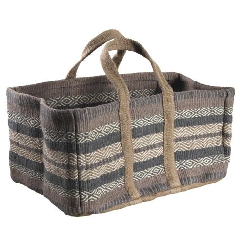 Sac à bûches rectangulaire en jute coloré-SBU1110