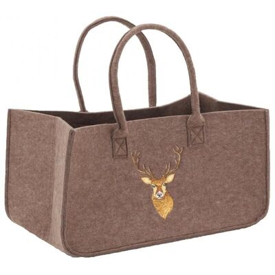 Sac à bûches en feutrine marron-SBU1290