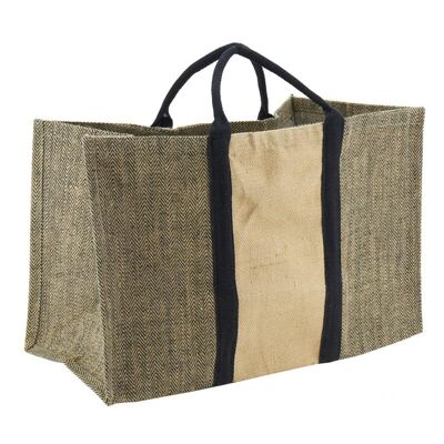 Borsa per tronchi di iuta naturale e nera-SBU1300