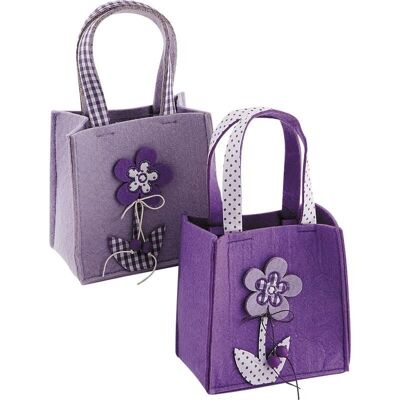 Mini bag in feltro con fantasia a fiori-SCF1090