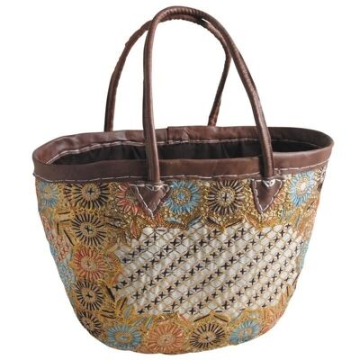 Embroidered palm basket-SCO1840