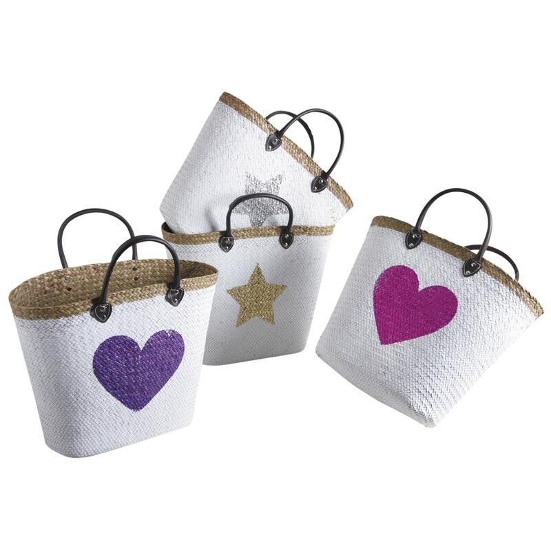 Borsa in giunco laccato con motivi in paillettes-SCO2020