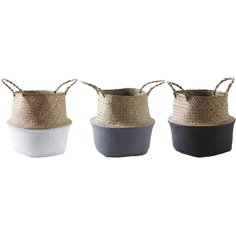 Borsa tonda in giunco naturale e laccato-SFA2803