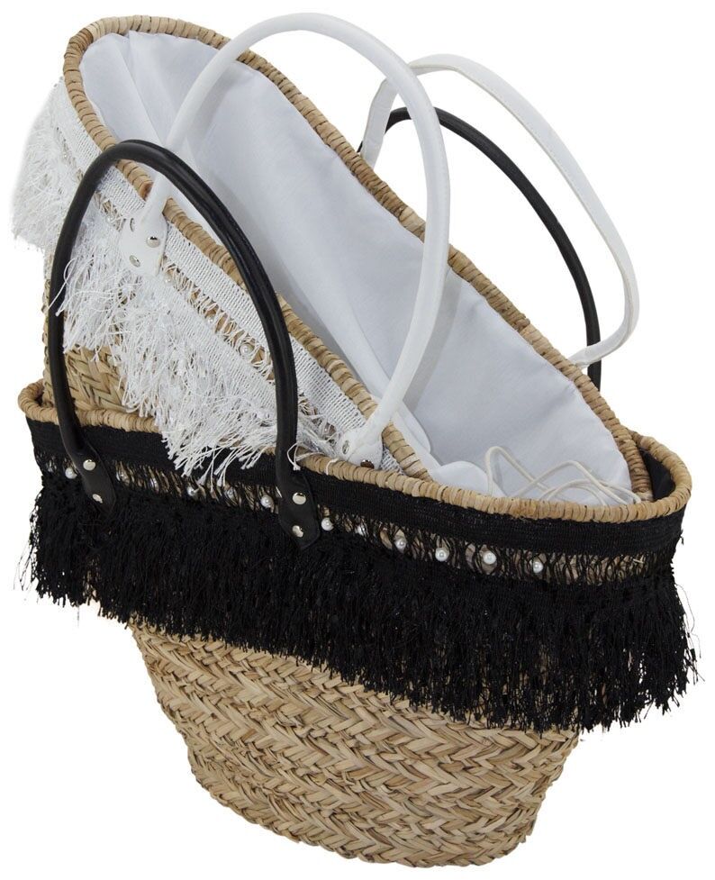Borsa in giunco naturale con frange-SFA2920C