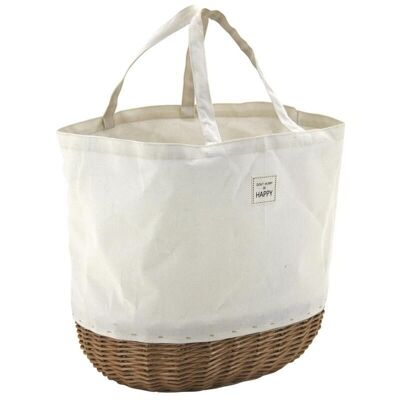 Wicker and textile oval bag-SFA2930C