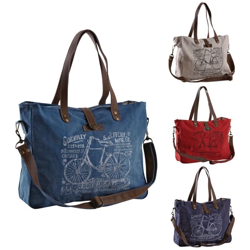 Borsa in cotone con decoro Bicicletta-SFA3010C