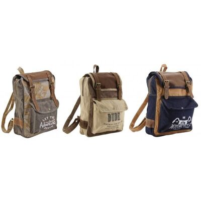 Cotton and leather backpack-SFA3060C