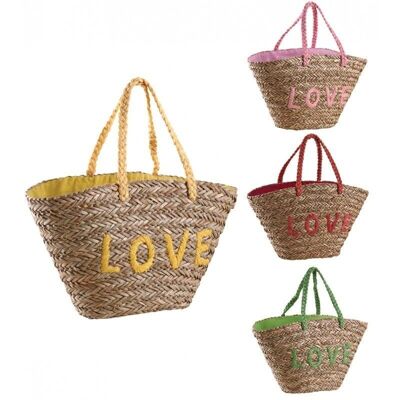 Bolso shopping LOVE en junco natural-SFA3110C