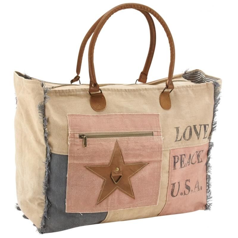 Love & Peace Print Cotton Bag-SFA3300C
