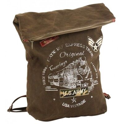 Army-SFA3310C cotton and leather backpack