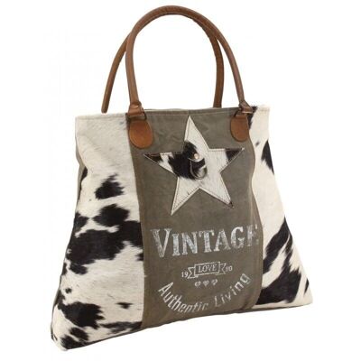 Vintage cowhide and cotton bag-SFA3420C