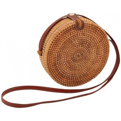 Borsa rotonda in piqué di rattan-SFA3470C