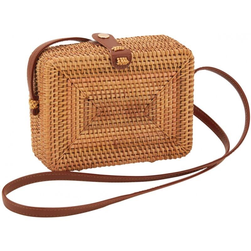 Borsa rettangolare in rattan trapuntato naturale-SFA3500C